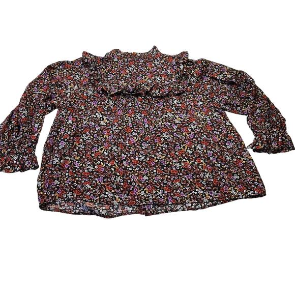 Who What Wear Floral Button Up Blouse Size 1X Ruffle Trim Prairie Cottagecore - Picture 4 of 11